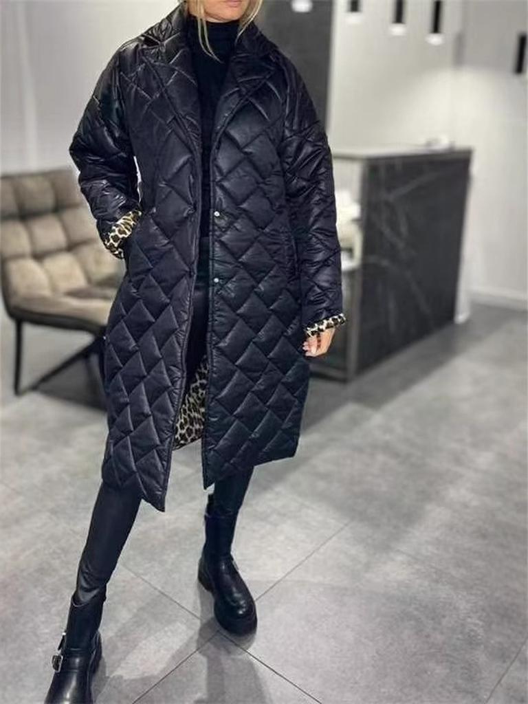 Shiny Velvet Coat New Style Long Length Over-Knee Pinstripe Cotton Loose Warm Coat