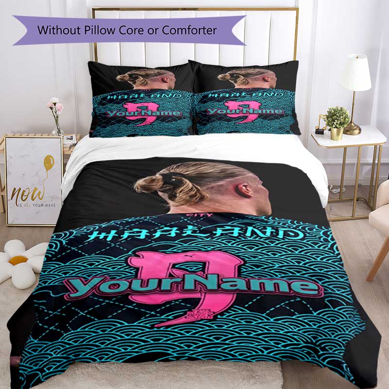 Haaland S Jersey Customize Your Name Bedding Set Breathable Duvet Cover with Pillowcases Home Decoration Birthday Gift