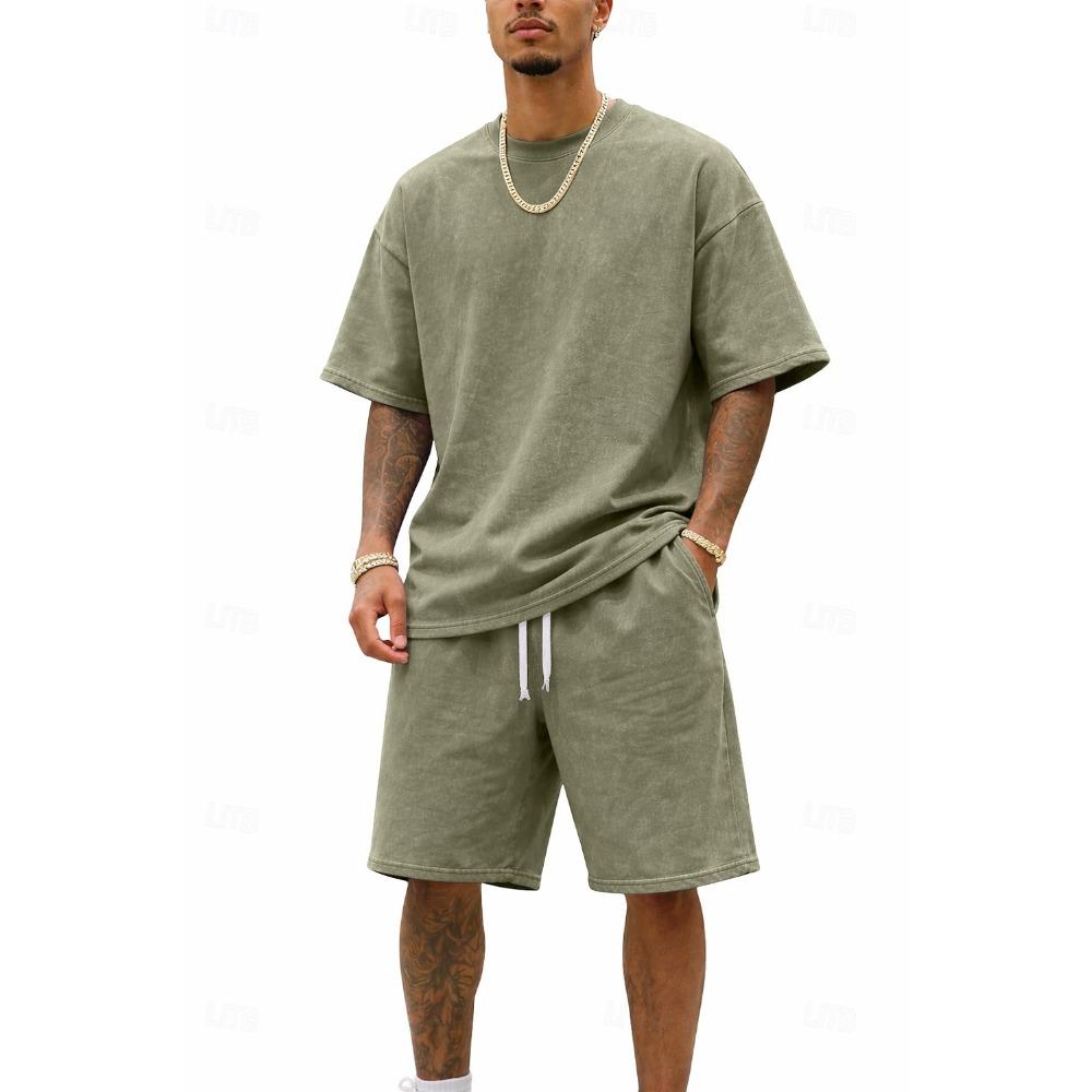 Men's T-shirt set, sports suit, shorts T-shirt set, casual two-piece set, daily wear