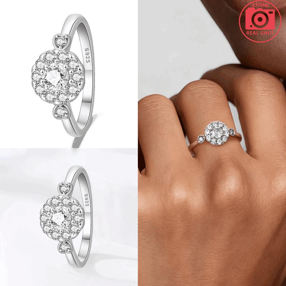 Authentic Original Ring Copper Metal Copper Metal White Zirconia Ring Teardrop Heart Square Ring Anniversary High Quality Fine Perfect Gift Accessory
