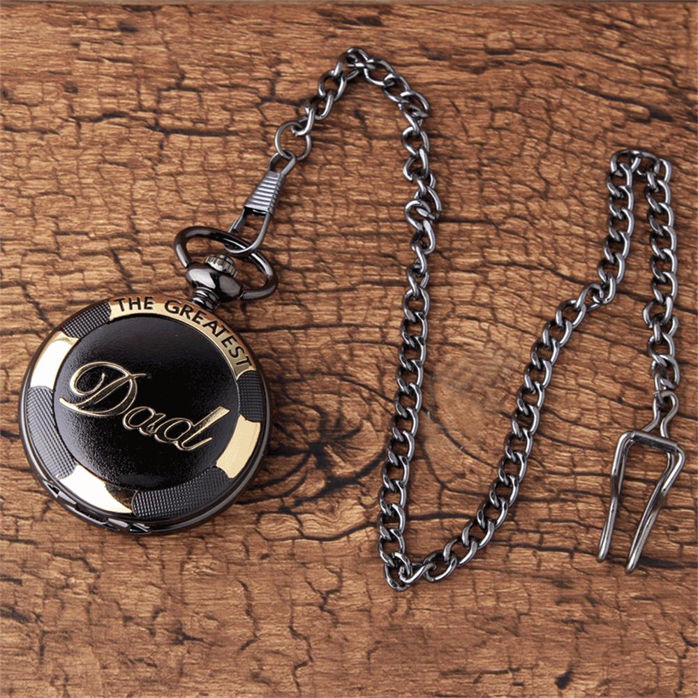 Fashion Casual Men'S Quartz Pocket Watch "The Greatest Dad" Engraved Round Dial Men's Pocket Watch for Father's Day Gift Reloj