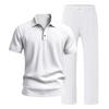 Men's European & American Linen Beach Set: Short-Sleeve Polo Shirt & Long Pants