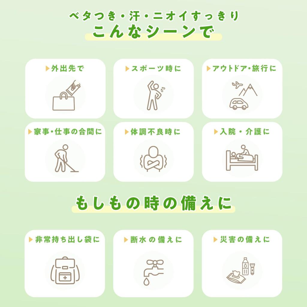 LEC Pocket Etiquette Portable Shower Sheets with Body 10 Sheets x 6 Made in Japan For and Illnesses Contains Cleansing Ingredients Mildly Acidic No