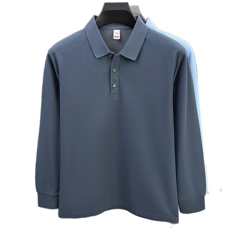 Spring And Autumn Long Sleeve Men'S Polo Shirt Breathable Solid Color Lapel Casual Loose Versatile T-Shirt Top