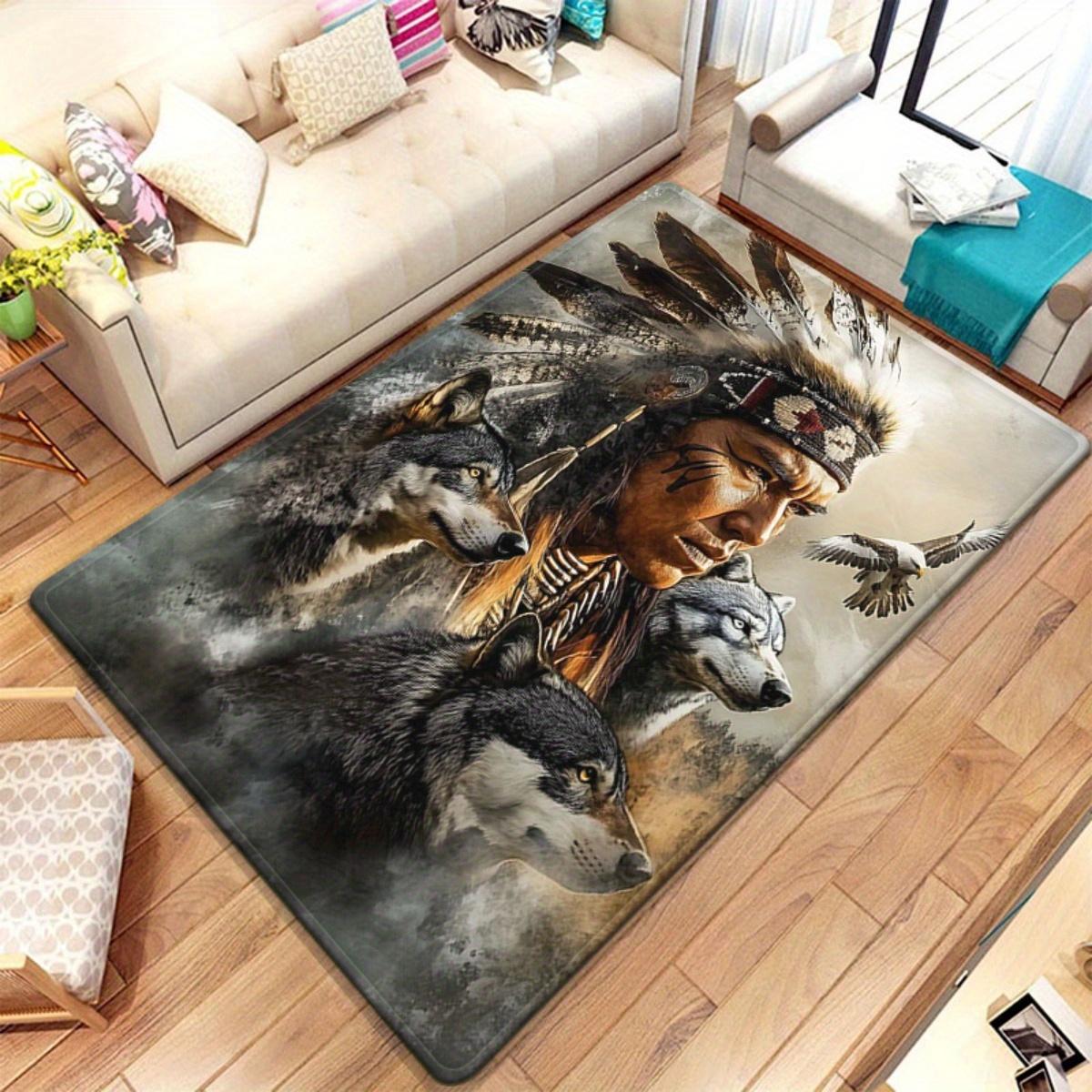 

800g/m² Chief on Dark Background HD Printed Carpet, Kitchen Rugs, Yoga Mat, Non-Slip Bathroom Mats, Absorbent Washable Polyester Rug for Bat 60x90cm (23x35inch)