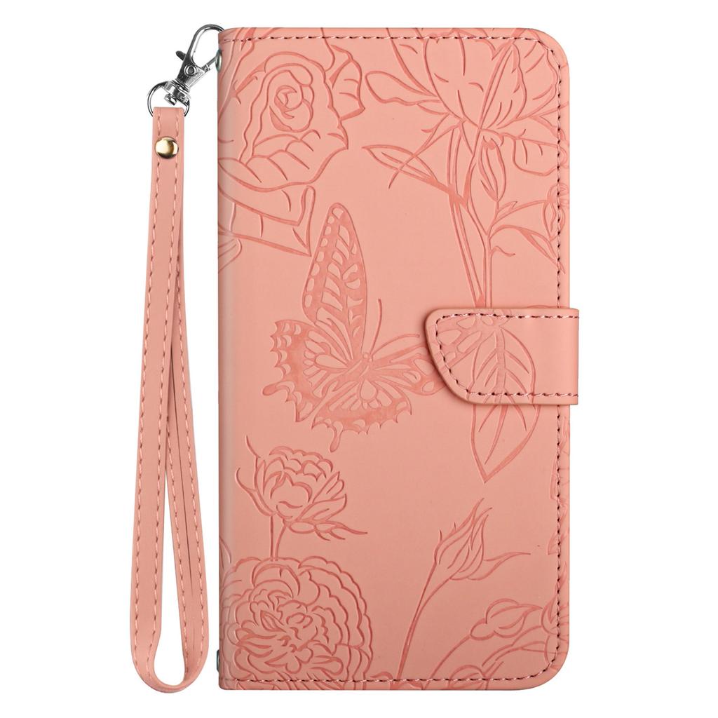 For Samsung Galaxy A26 5G Case Leather Phone Cover with Strap,Butterfly Flower Imprint