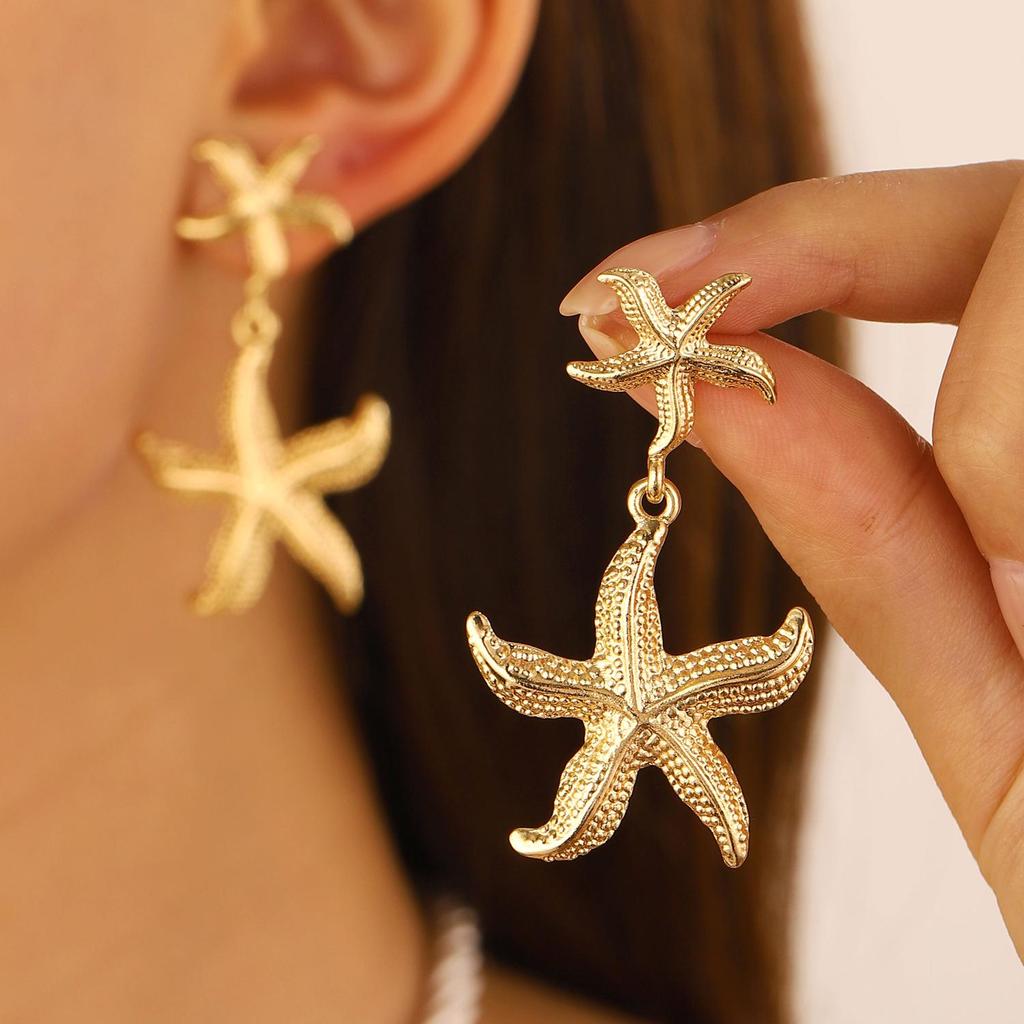 Bohemian Beach Style Conch Earrings & Necklace Set - Exaggerated Holiday Fashion Jewelry for Women