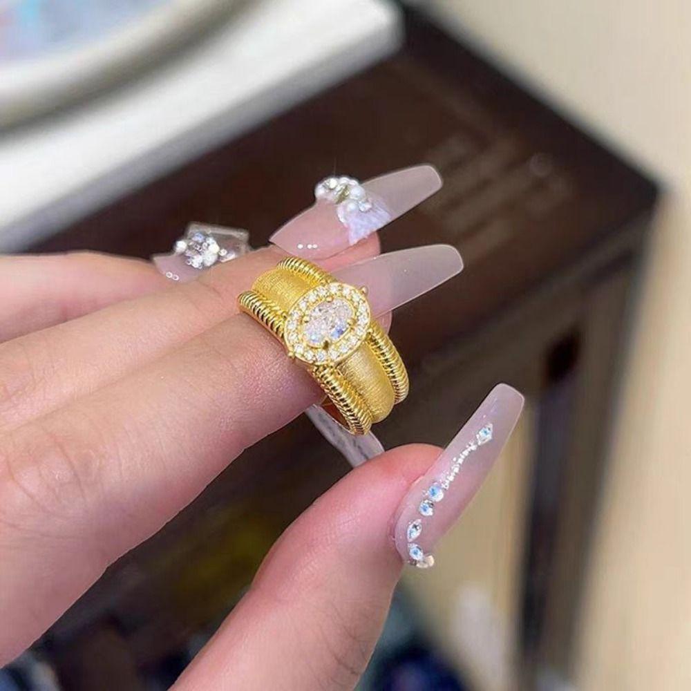 Vintage Pearl Opening Rings Unique Adjustable Finger Rings Crystal Split Ring Party Jewelry