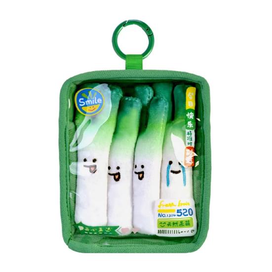 Cute Doll Storage Bag Plush Keychain Soft Fruit And Vegetable Bag Charm Cute Smiling Face Pendant with Hanging Ring