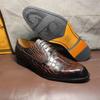 Fashion Men's Classic Italian Style Dress Shoes Size 39-46 Genuine Leather Double Buckle Monk Strap Snake Print Cap Toe