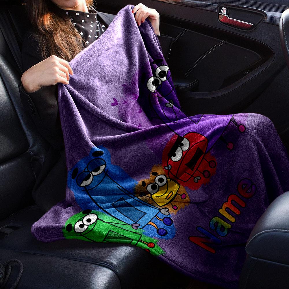 Custom Name StoryBots Theme Printed Blanket - Perfect for Couch, Bed, Travel & Outdoor Use | Machine Washable, Cozy & Durable.