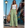 Women's Daisy Print Long Pants, Casual Straight-Leg Wide-Leg Trousers for Spring/Summer Outdoor Leisure and Vacation