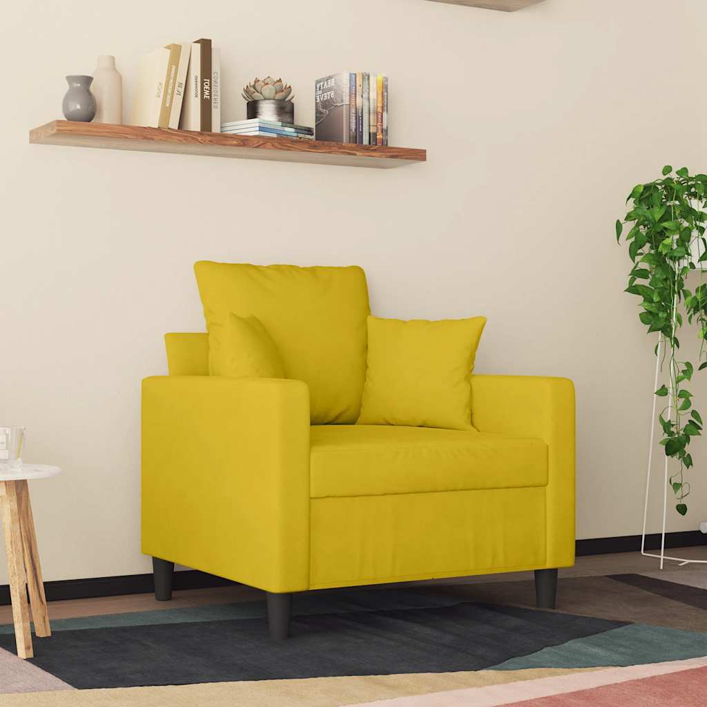 Vidaxl Fotel, Żółty, 60 Cm, Obity Aksamitem