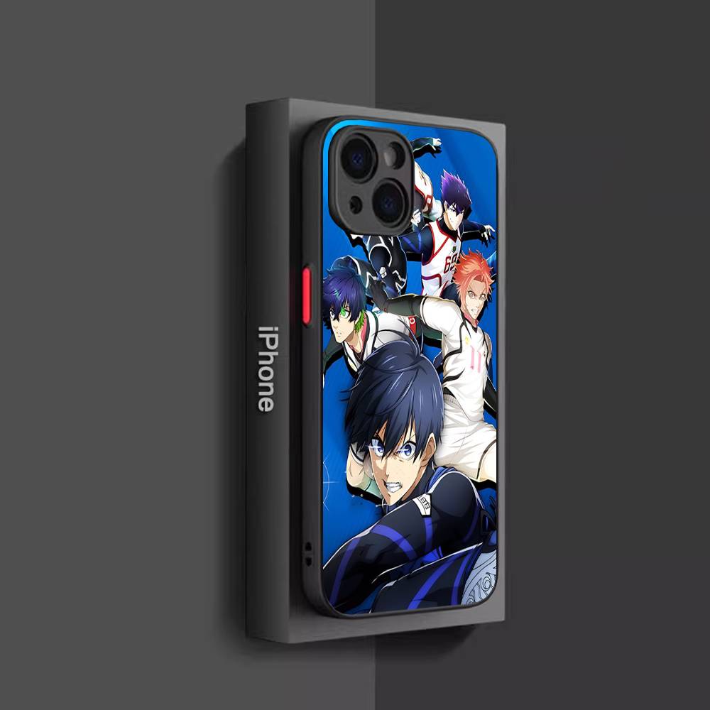 

Football Anime B-Blue L-Lock For IPhone 16 15 14 13 12 11 Pro Max X XS MAX Plus Translucent Black Phone Cover iphone 12 pro