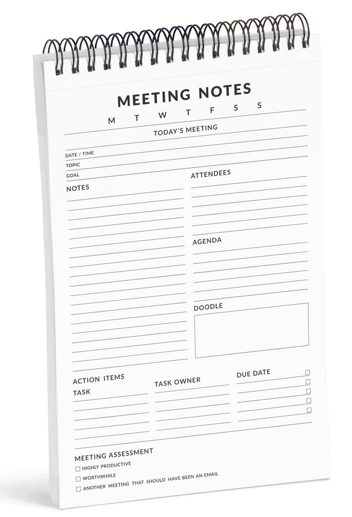 Inkdotpot To Do List Notepad – 6” X 9” Paper Stationery, Classic White Meeting Notes Planner Spiral Notepad Daily Checklist-(50 Sheets)