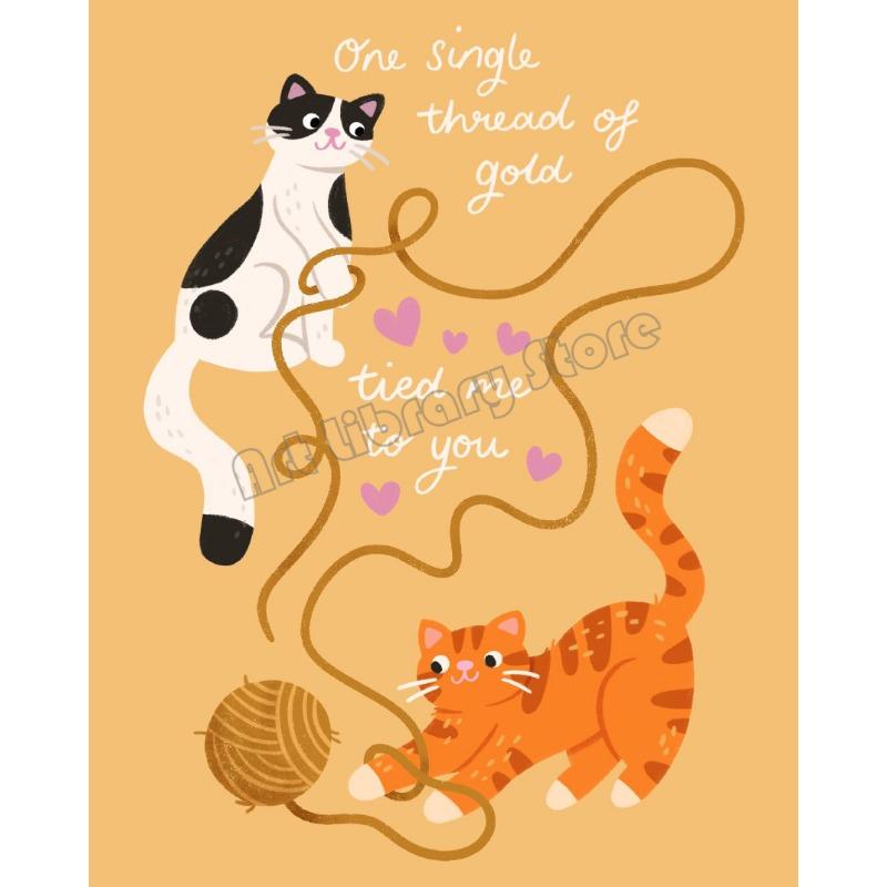 Süße Katzen The Eras Pfote Unsichtbarer Faden/Karma Ist Eine Katze Liedtext Illustration Poster Leinwandbild Wandkunst Bilder Heimdeko