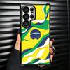 Brazil Brazilian Flag Plating Phone Case For Samsung Galaxy S24 S25 FE S26 Edge S23 Ultra S22 S21 Plus S20 Anti-Fall Airabag Cov