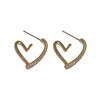 Elegant Zircon Heart Hoops: Gold-Plated Silver Earrings for Women