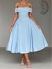 2025 Spring Fashion Solid Color Off-the-Shoulder Backless Bandeau Dress for Women