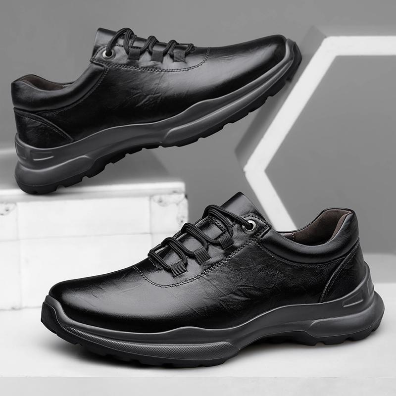 Leisure Walk Mens Casual Shoes Genuine Leather Male Sneakers Fashion Lace-up Treking Footwear Outdoor Travel Trainers Walk Shoes