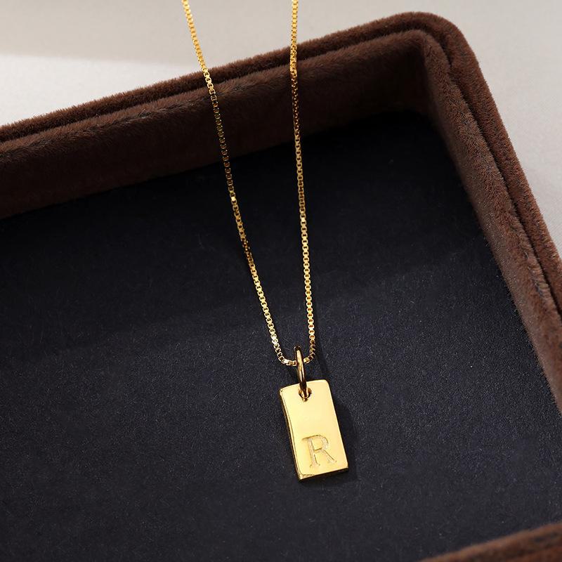 Banyan Tree Sterling Silver Square Letter Pendant Necklace