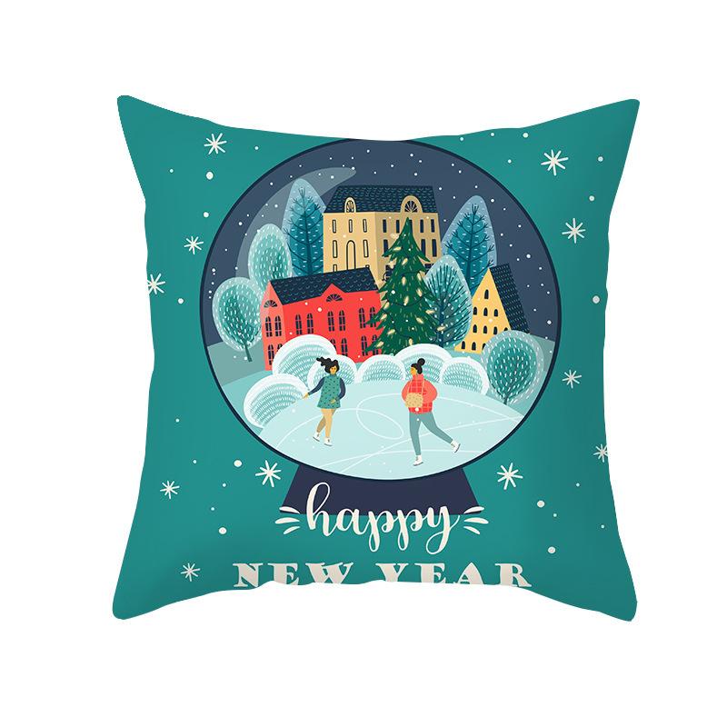 Cartoon Print Christmas Pillow Cover Office Sofa Cushion Pillow Cover Cross-border Home
