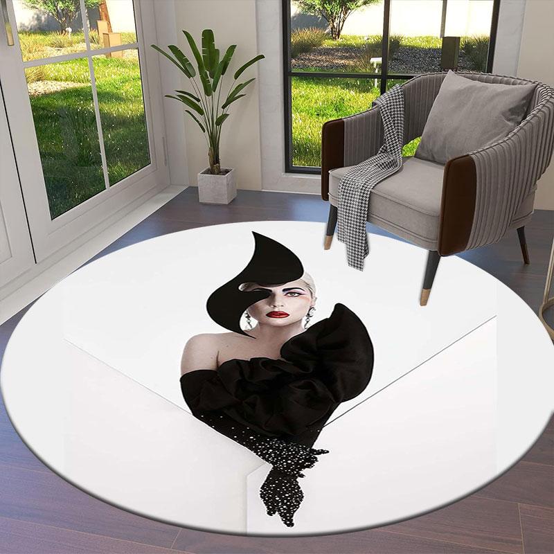 Tappeto Rotondo Lady Gaga, Tappeto per Soggiorno Camera da Letto Divano Sala Giochi Decorazione, Tappetino Antiscivolo