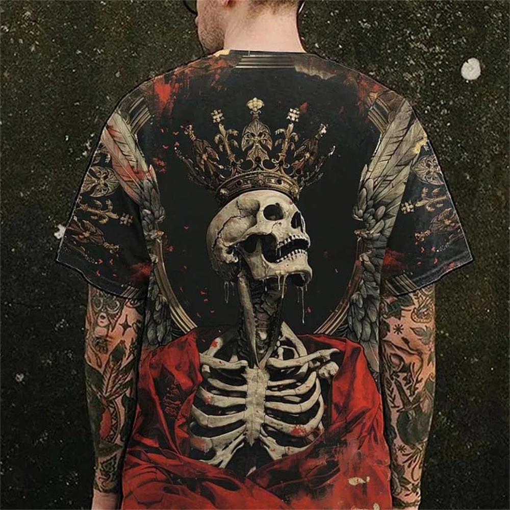 Summer Vintage Horror Skull 3D Print T-Shirts Streetwear Men Fashion Oversized O-Neck Short Sleeved T Shirt Tees Tops Clothing