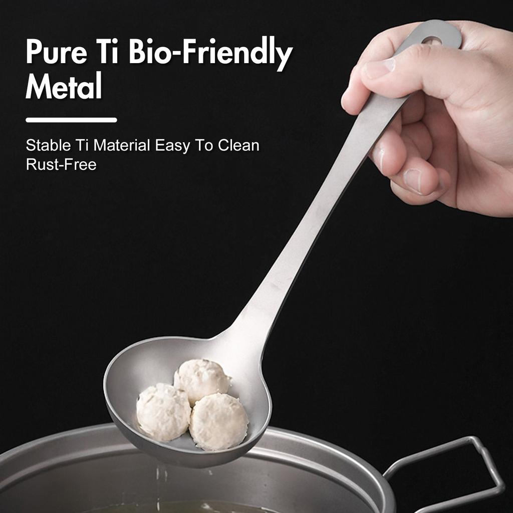 Ti Camping Spoon ened Scoop Head Ergonomic Handle with Hanging Hole for Outdoor Picnic Cooking Kitchen