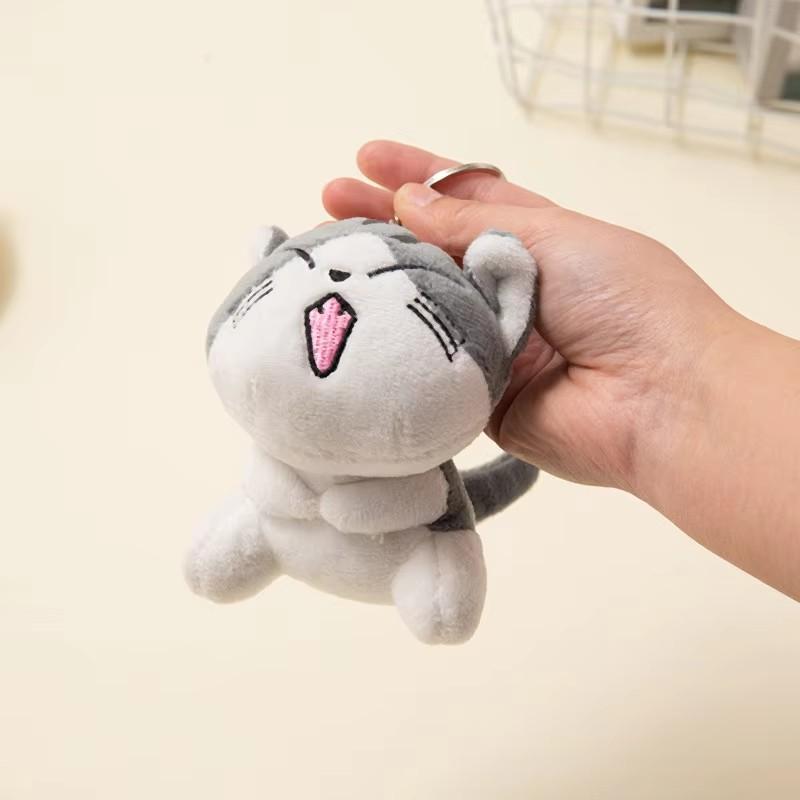 10cm Mini Cute Cat Plush Stuffed Kitten Key Chain Plush Toys Animal Stuffed Sitting Doll Key Ring Chain Pendant Toy Kids Gift