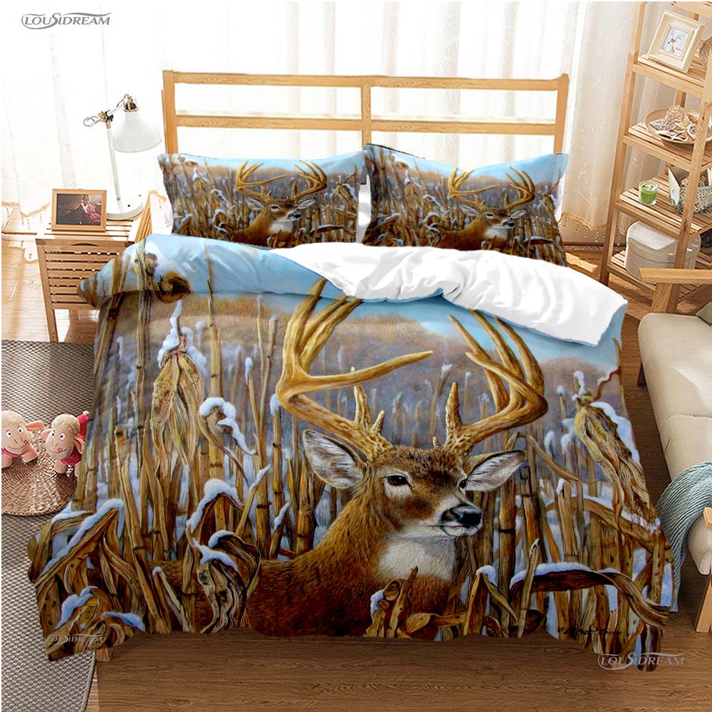

Wild Animals Deer Wildebeest All Season Duvet Cover Cute Bedding Sets Soft Quilt Cover And Pillowcases Single/Double/Queen/King EU Single(135*200cm)3pcs