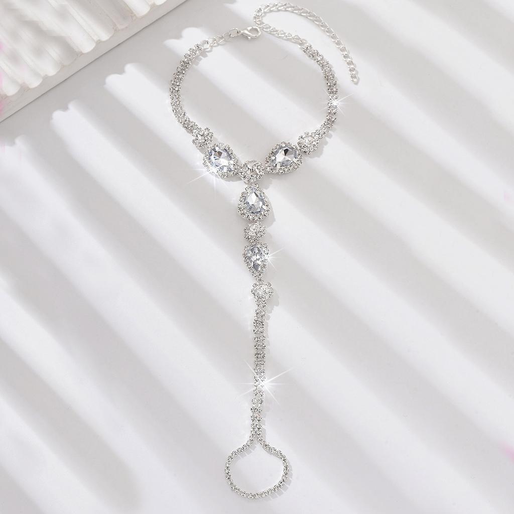 1PC Women's Fashion Trendy Waterdrop Foot Chain Zircon Accessories Suitable for Date, Party, Festival Gifts