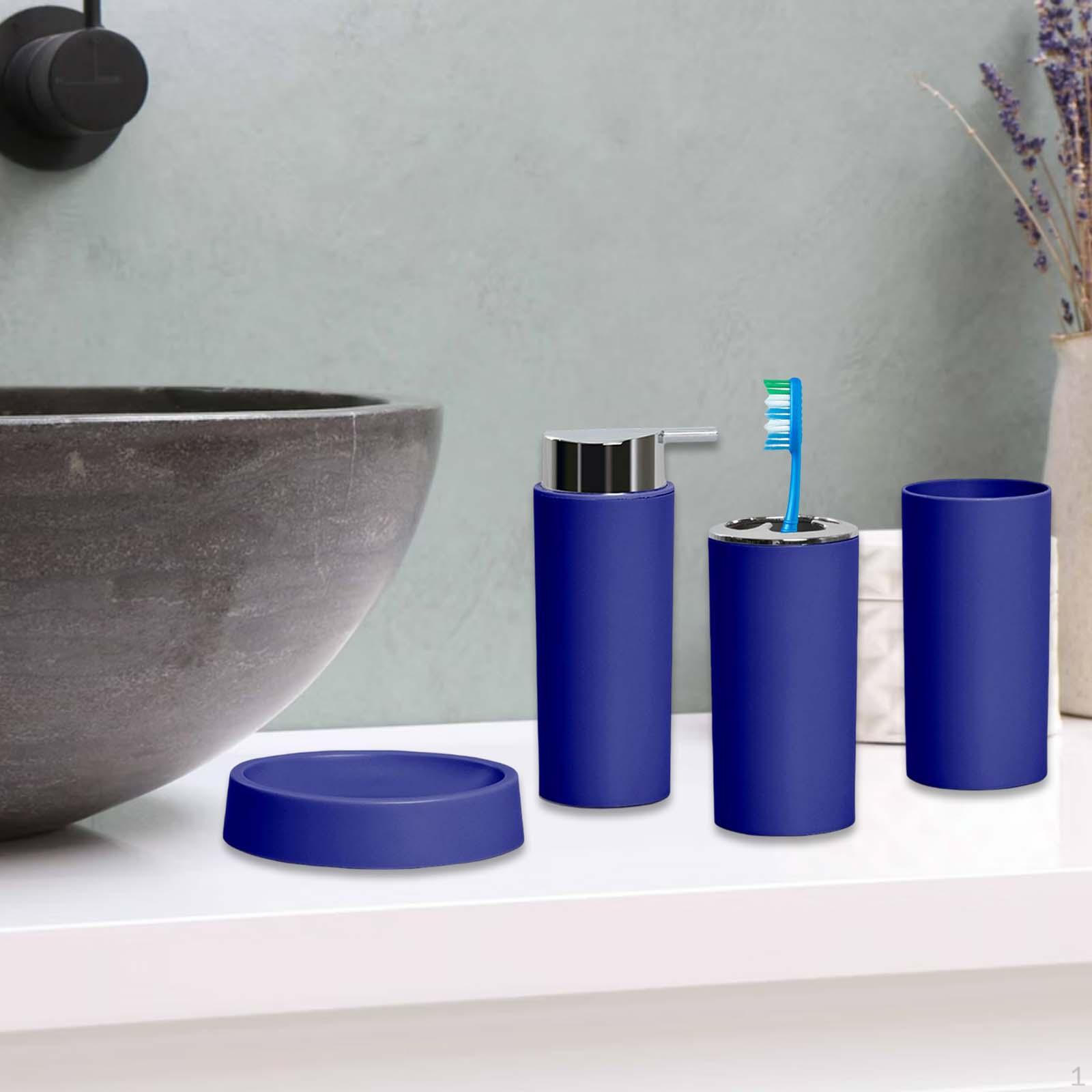 

4 шт., пластиковые наборы для декора ванной комнаты, держатель для зубной щетки + стакан для мыла для дома Blue