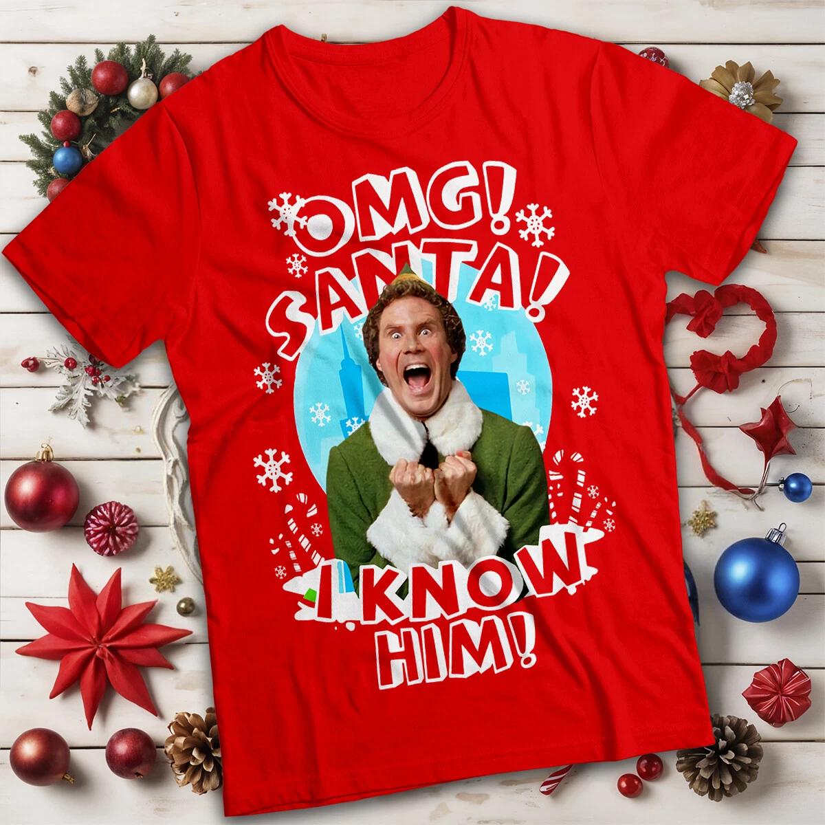 Funny Mens and Women Elf Santa Christmas T-Shirt Tee #MC M