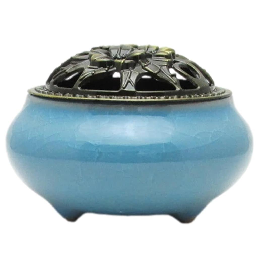 Miraicosmo Incense Burner and Holder Set, Ceramic, Calming Color (Light Blue)
