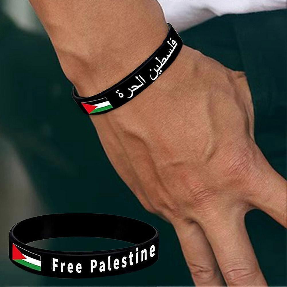 Free Palestine Bracelet with Palestinian Flag Silicone Protest Bracelet