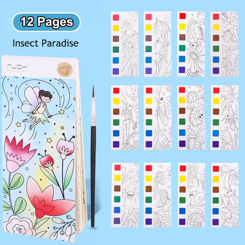 12/20 Premium-Quality Sheets First-Class Portable Superior-Grade Coloring Premium-Quality Book Superior-Grade Children High-Standard Watercolor