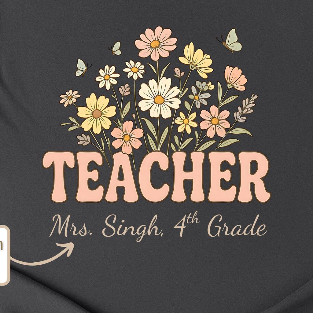 Personalized Teacher T-Shirt: Floral Back To School Gift