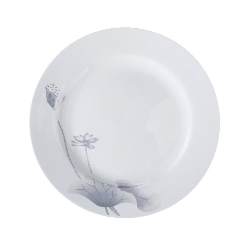 ZISIZ New Chinese Style Ink Lotus Ceramic Dinner Plate