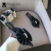 Fashion 2024 Designer Celebrity Bow-Knot Slippers Women Silk Mules Shoes Kitten Low Heels Slides Party Flip Flops Ladies Crystal Sandals