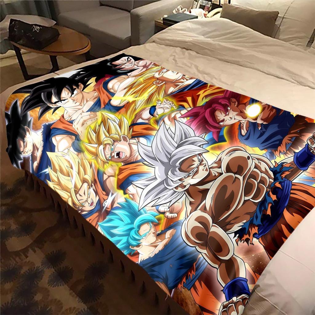 1PC Son Goku Print Flannel Blanket, High quality All Seasons, Home Decor, Warmth and Comfort, Perfect for Christmas Gifts