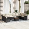 VidaXL 11-Piece Garden Sofa Set with Cushions Black Poly Rattan Acacia 3347376