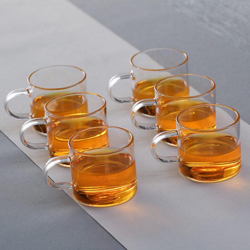 ZISHIZ Heat-Resistant Six-Color Glass Teacup Set with Rack