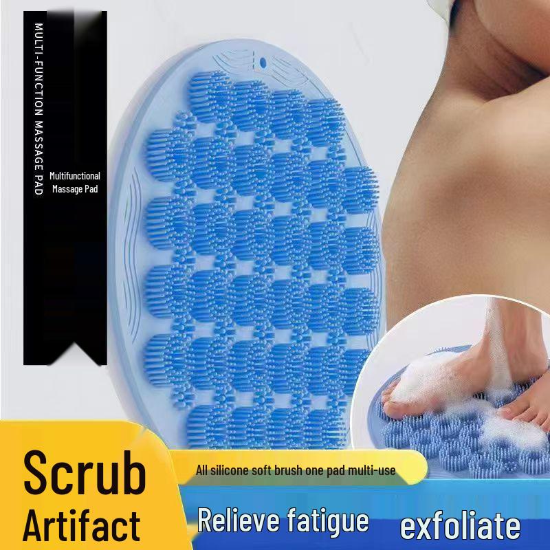 Wall-Mounted Silicone Back & Foot Scrubber with Suction Cups - No Assistance Needed