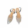PVC transparent sandals bag head cross rhinestone flat heels 25 spring and summer new rear empty shallow mouth sweet banquet wedding shoes