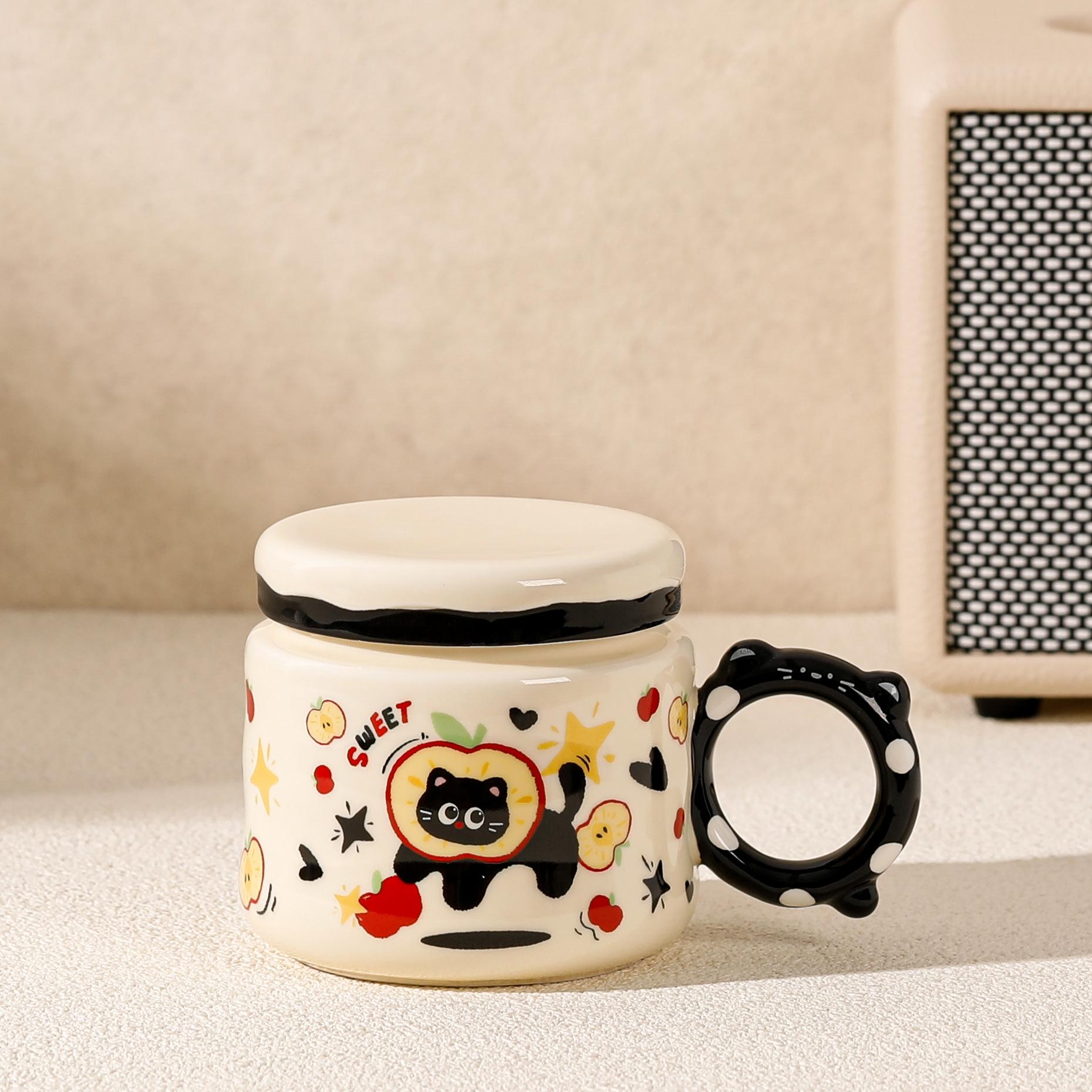 Creative Apple Mug Cat Ceramic Cup High Value Water Cup Breakfast Cup Souvenir Birthday Holiday Gift 301-400ml