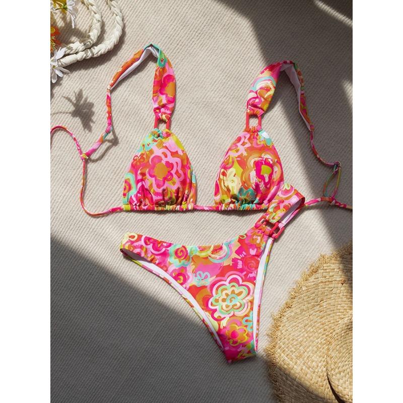 

Vigorashely сексуальный комплект бикини с v-образным вырезом и принтом пуш-ап, купальник на бретелях с высоким вырезом для женщин, купальник с открытой спиной и завязками, купальный костюм XS