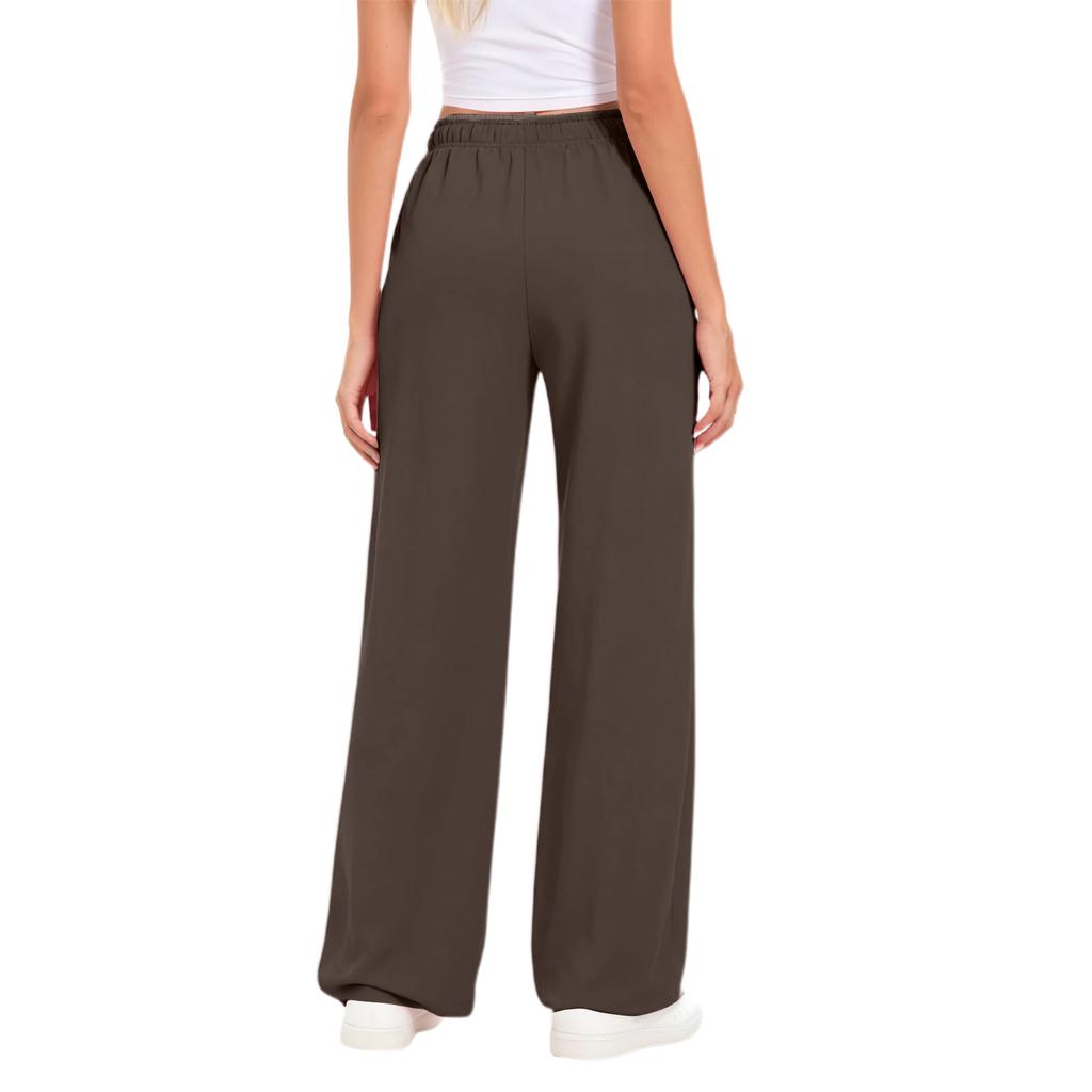 Pantaloni da jogging casual unisex a vita alta elasticizzati a gamba larga con coulisse