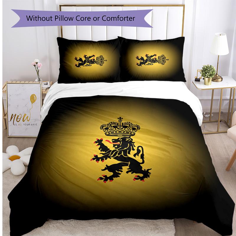 Set Biancheria da Letto Stampata Calcio Belgio 3 Pezzi Copriletto Traspirante Accogliente come Regalo per Inaugurazione Casa o Festa