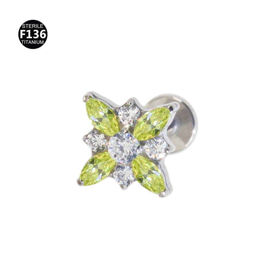 F136 Titanium Boat Anchor Pendant with Moon, Maple Leaf, Smiley Charm, and Cubic Zirconia Stud Earring Lip Ring (0.9 Gauge).